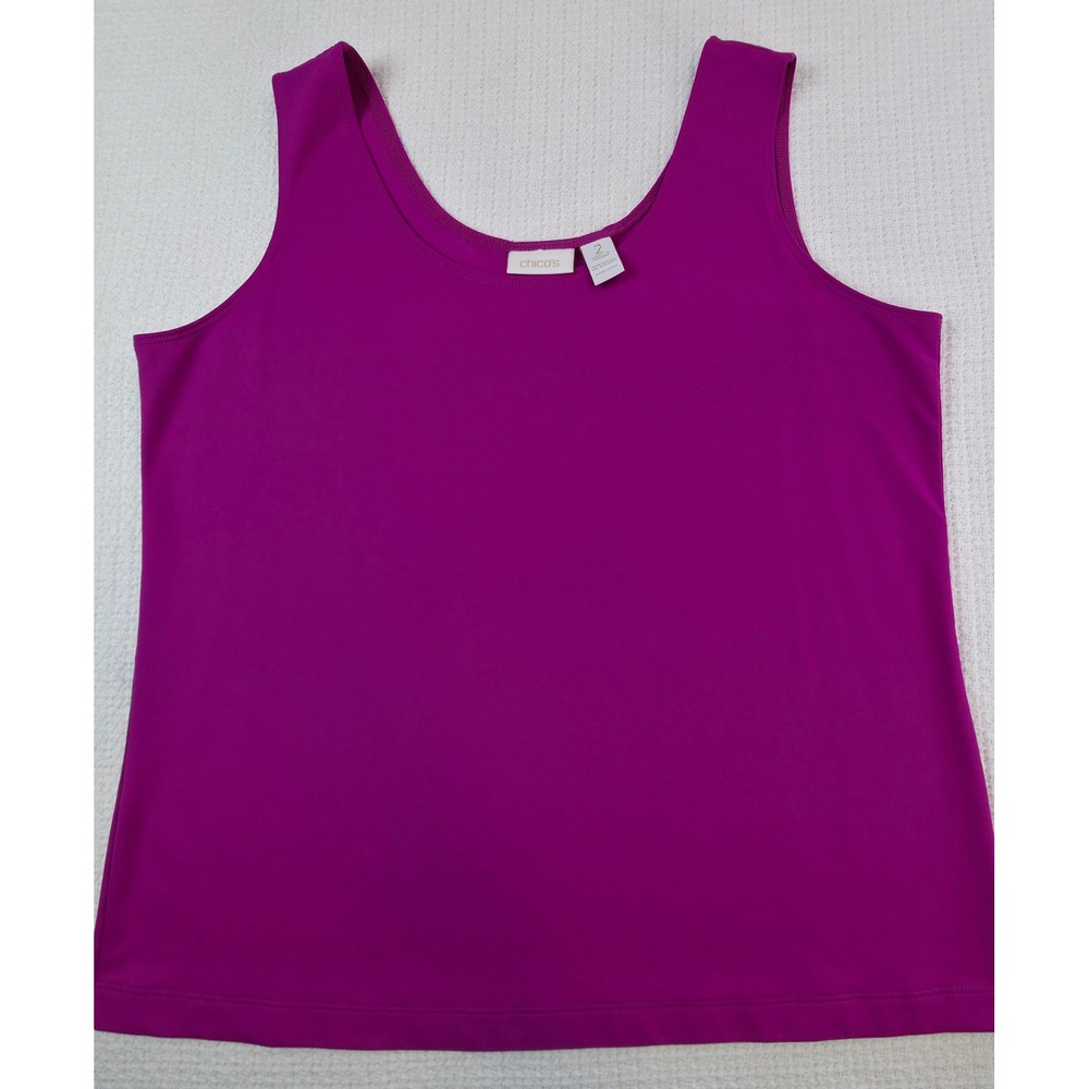 Chico's Tank Top Women 2 Purple Sleeveless Scoop Neck Stretch Excellent